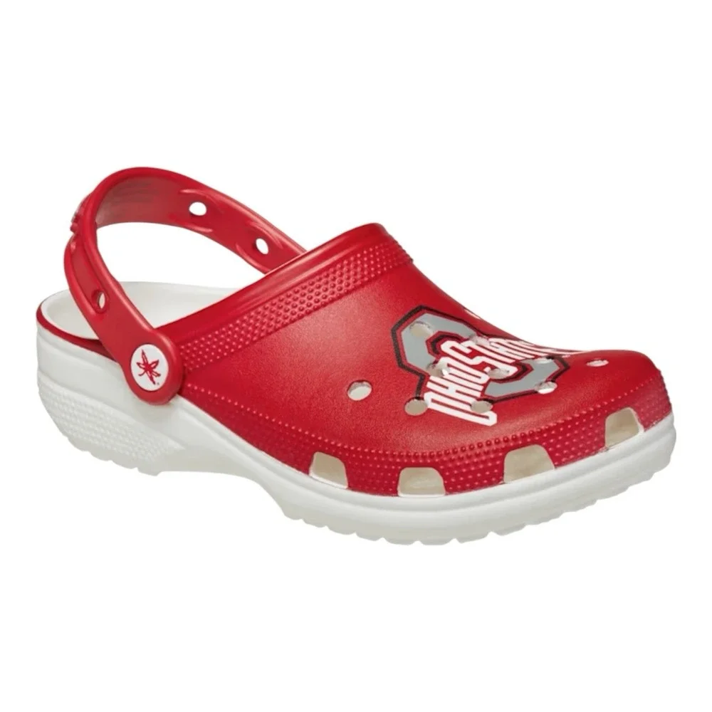 Crocs Ohio State Buckeyes Classic Clogs Mens‎ 6 Womens 8 Red/White Slip On Shoes